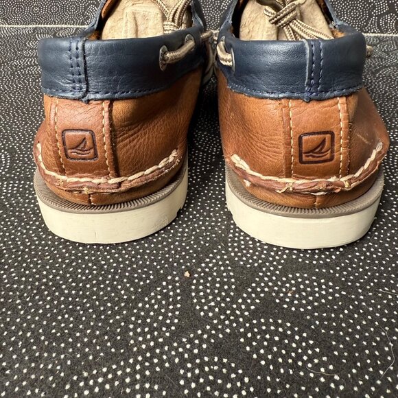 Sperry Top-Sider Mens Boat Shoes Brown & Navy Leather Size 10.5M - Picture 3 of 9